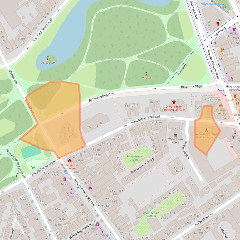Kaart van postcodegebied 9712XA.