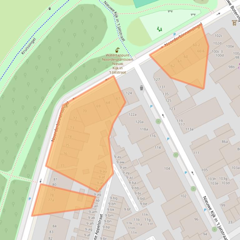 Kaart van postcodegebied 9712XG.