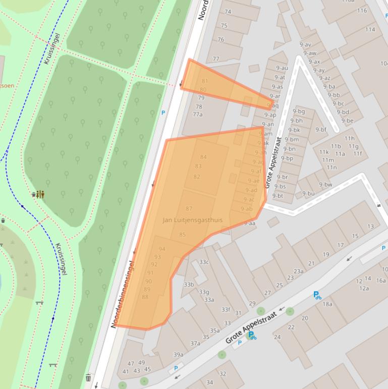Kaart van postcodegebied 9712XH.