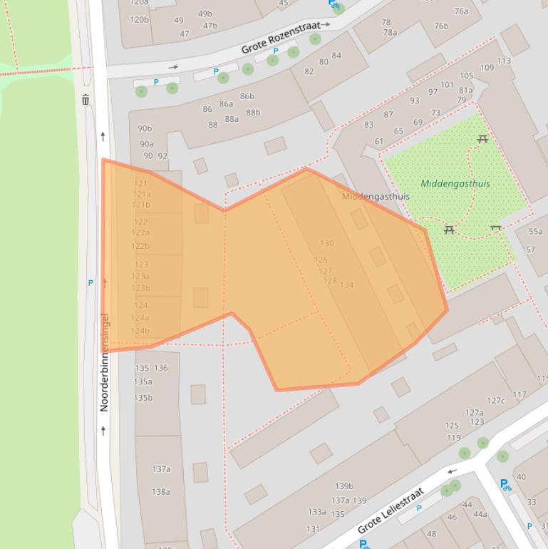 Kaart van postcodegebied 9712XL.