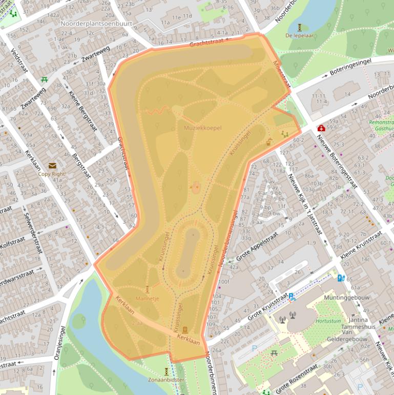 Kaart van postcodegebied 9712XN.