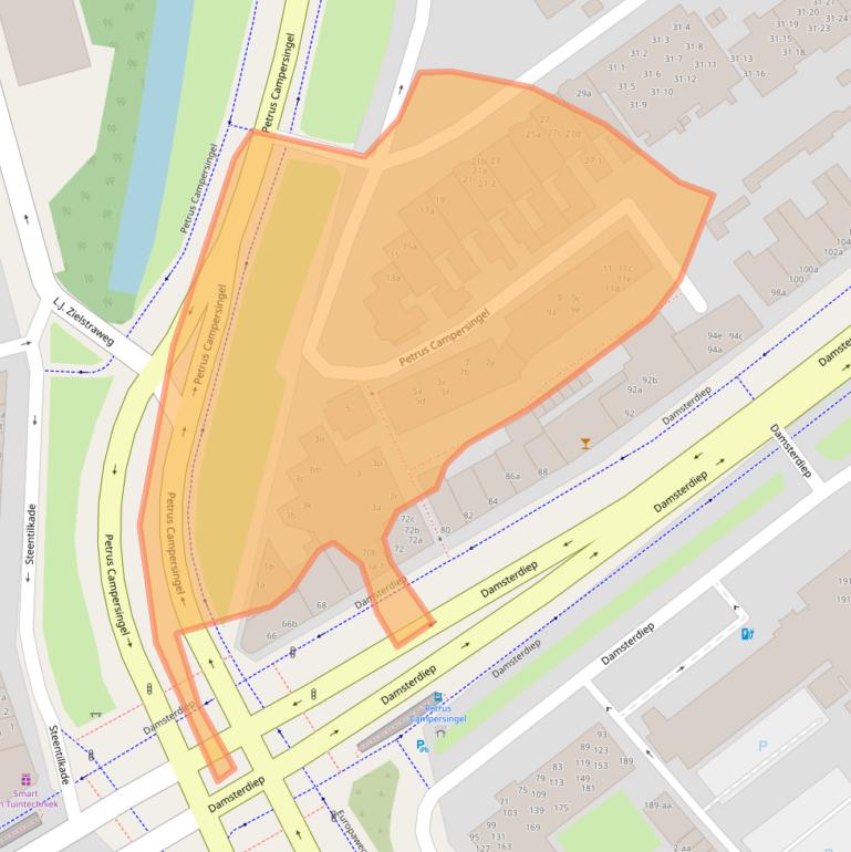 Kaart van postcodegebied 9713AC.