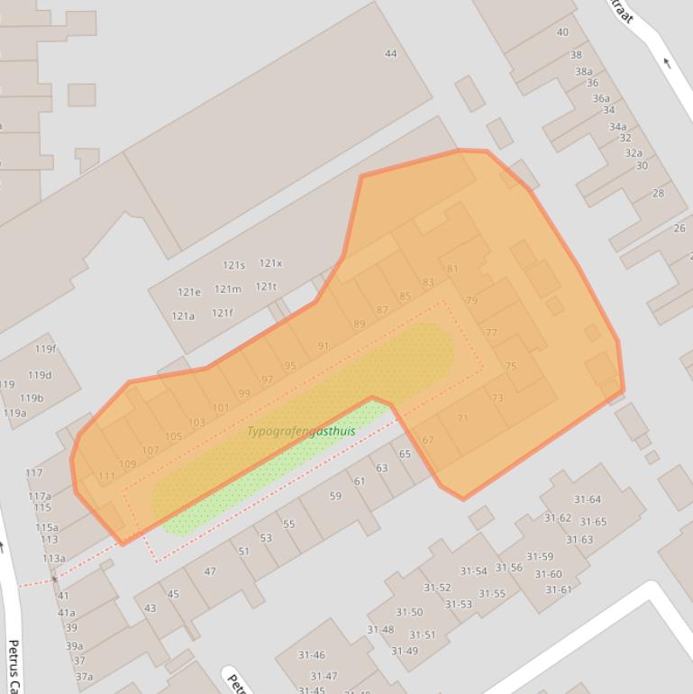 Kaart van postcodegebied 9713AE.