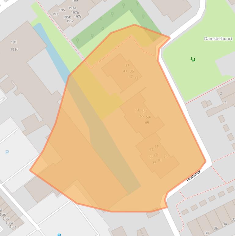 Kaart van postcodegebied 9713DB.