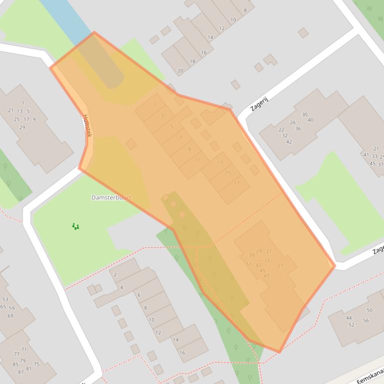 Kaart van postcodegebied 9713DG.