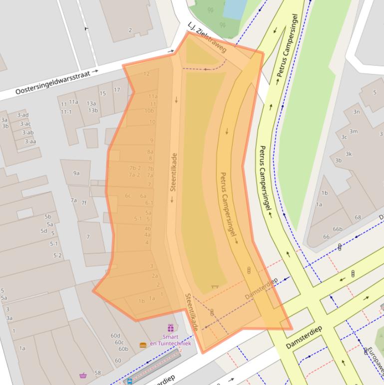 Kaart van postcodegebied 9713GB.