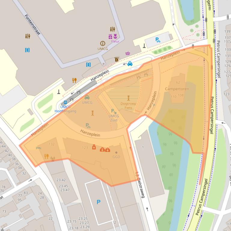 Kaart van postcodegebied 9713GW.