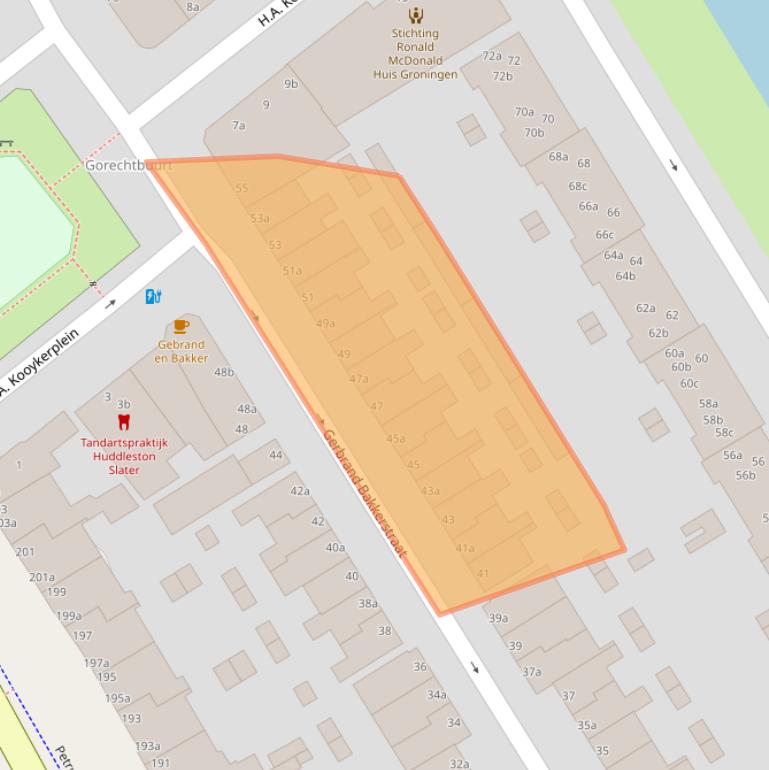 Kaart van postcodegebied 9713HC.