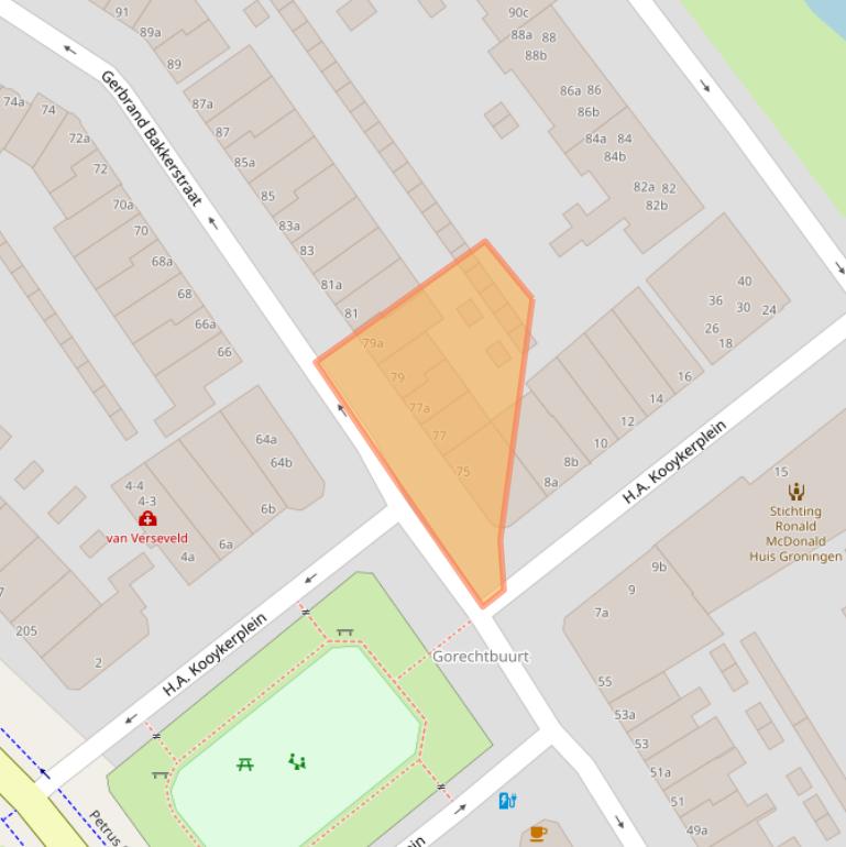 Kaart van postcodegebied 9713HD.