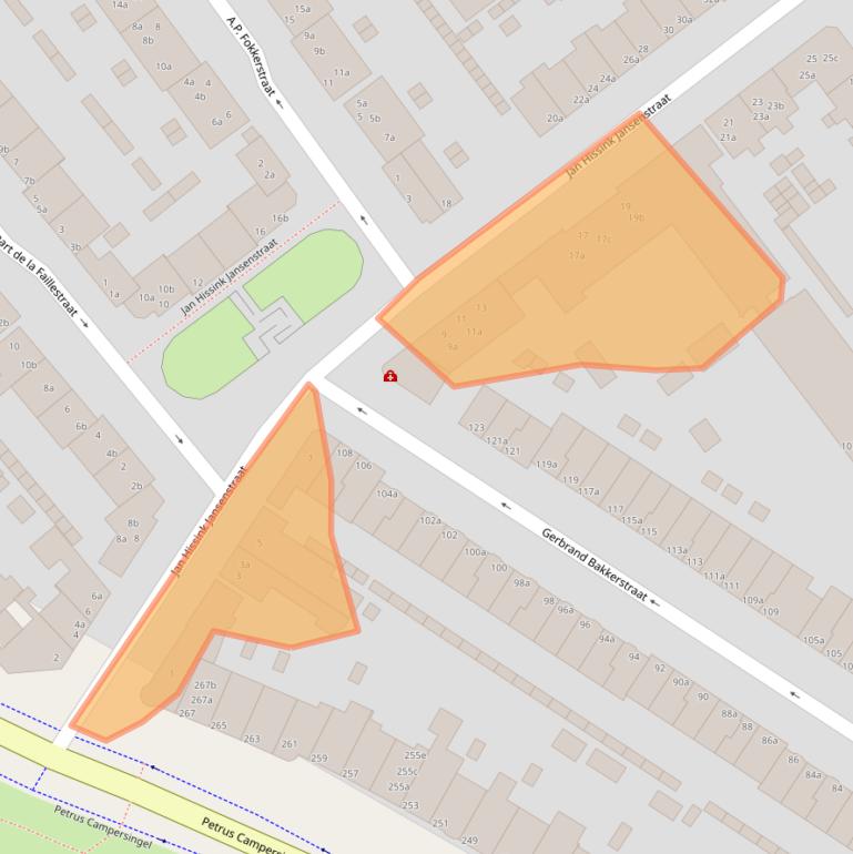 Kaart van postcodegebied 9713HS.