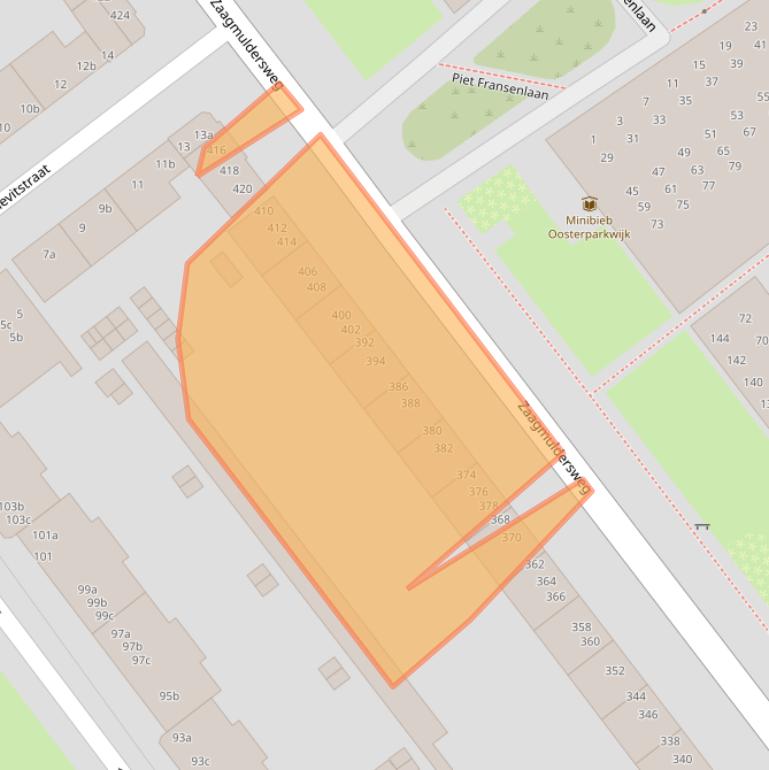 Kaart van postcodegebied 9713LT.