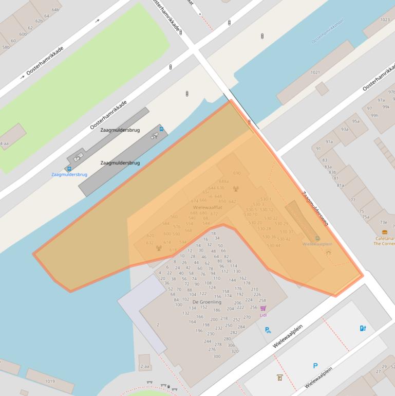 Kaart van postcodegebied 9713LZ.