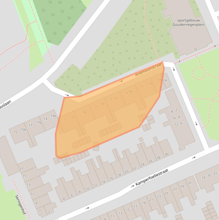 Kaart van postcodegebied 9713PR.