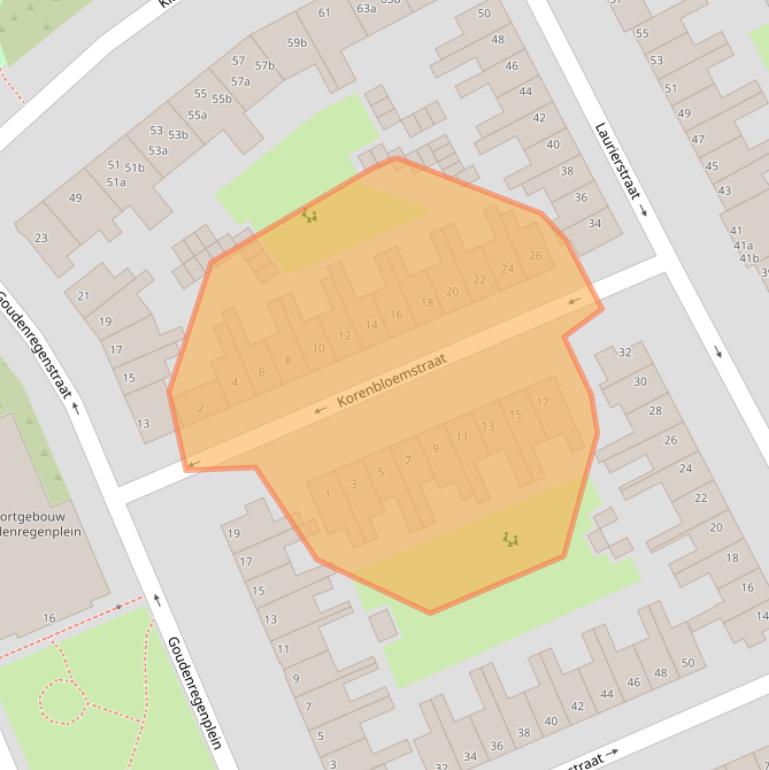 Kaart van postcodegebied 9713PW.