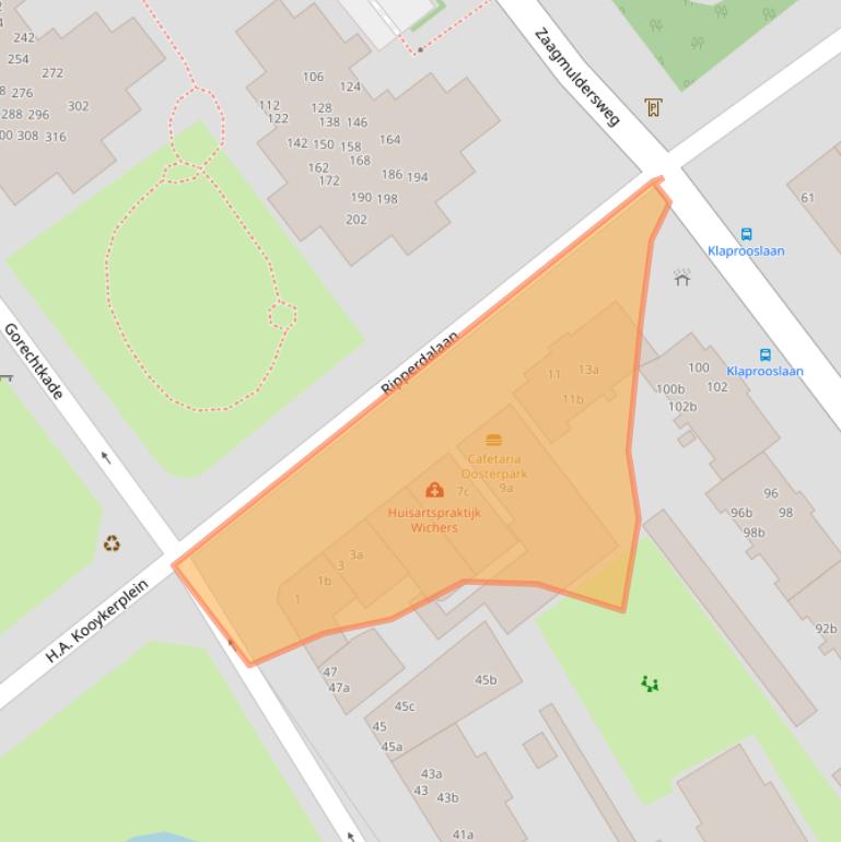 Kaart van postcodegebied 9713SG.