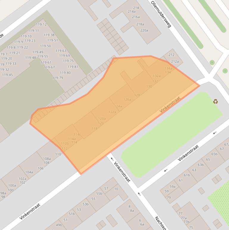 Kaart van postcodegebied 9713TM.