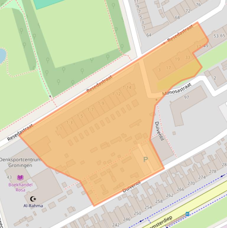 Kaart van postcodegebied 9713TN.