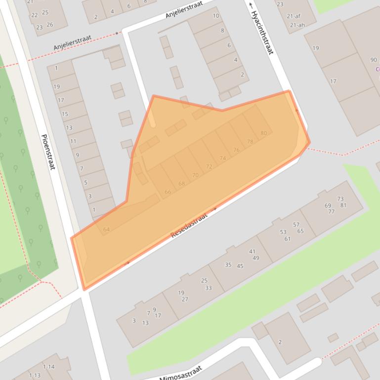 Kaart van postcodegebied 9713TT.