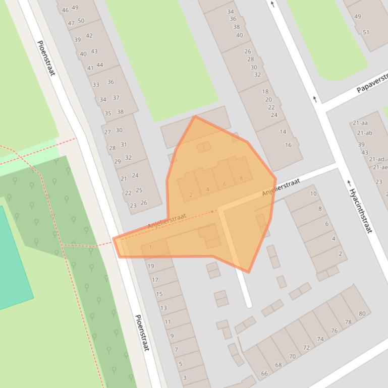 Kaart van postcodegebied 9713TZ.