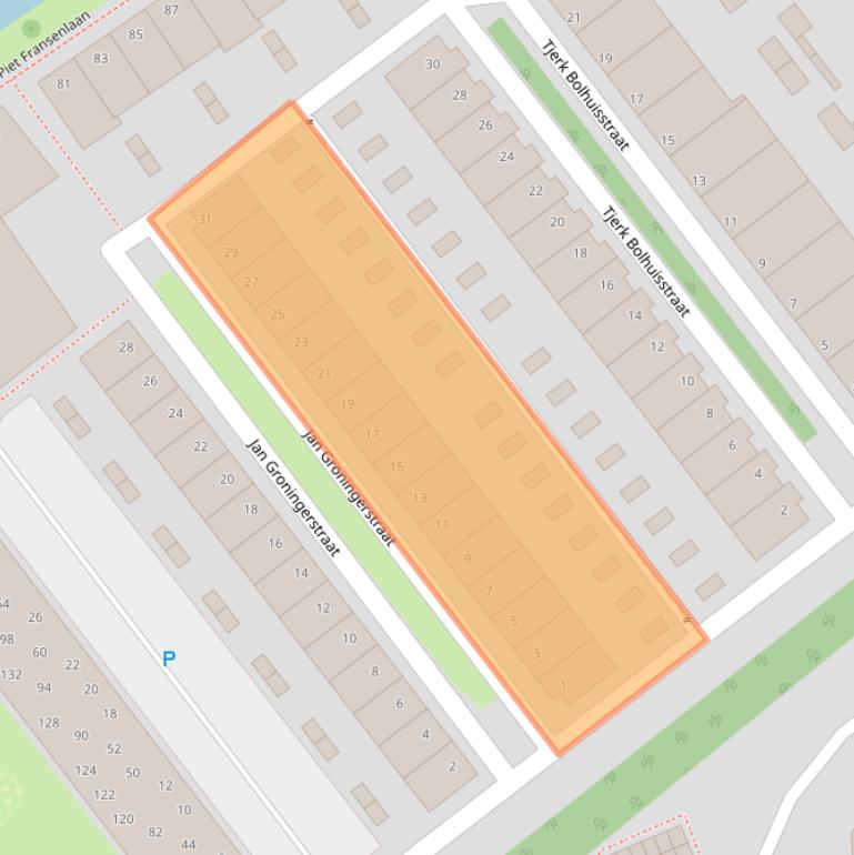 Kaart van postcodegebied 9713WC.