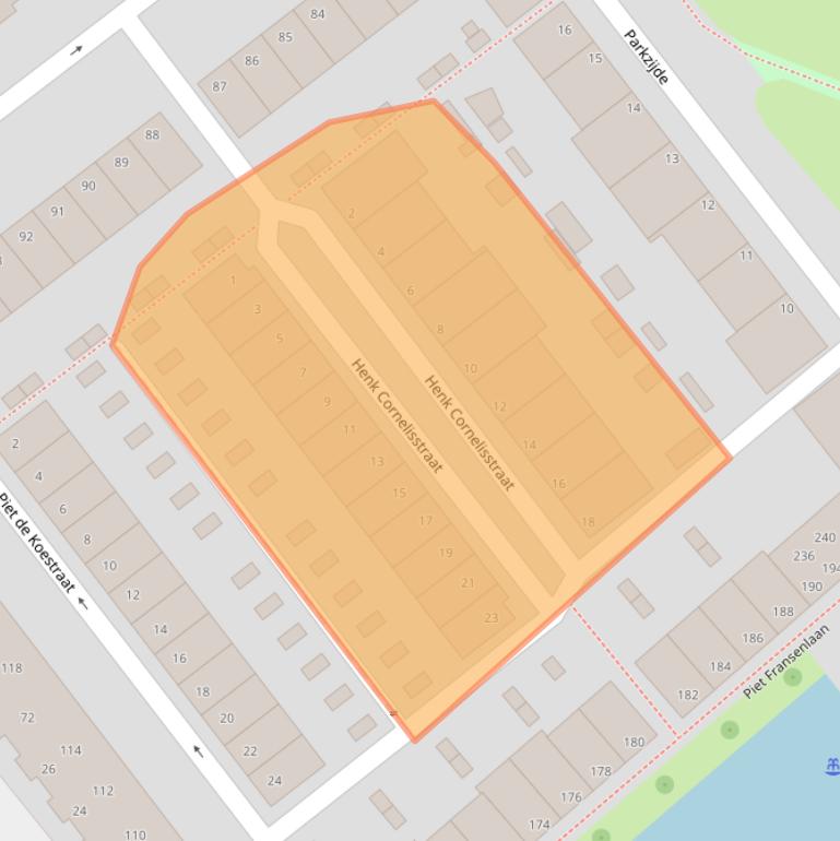 Kaart van postcodegebied 9713WJ.