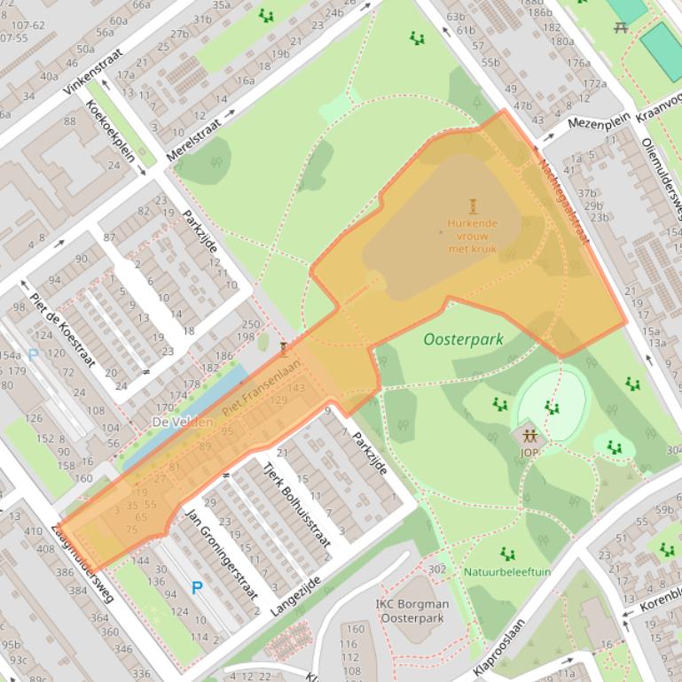 Kaart van postcodegebied 9713WN.