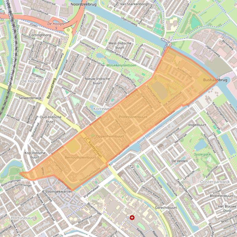 Kaart van postcodegebied 9714.