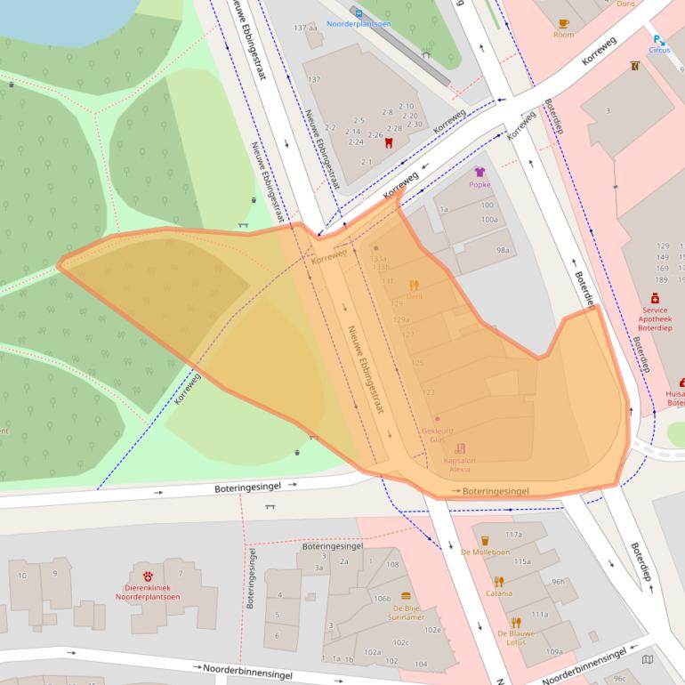 Kaart van postcodegebied 9714AM.