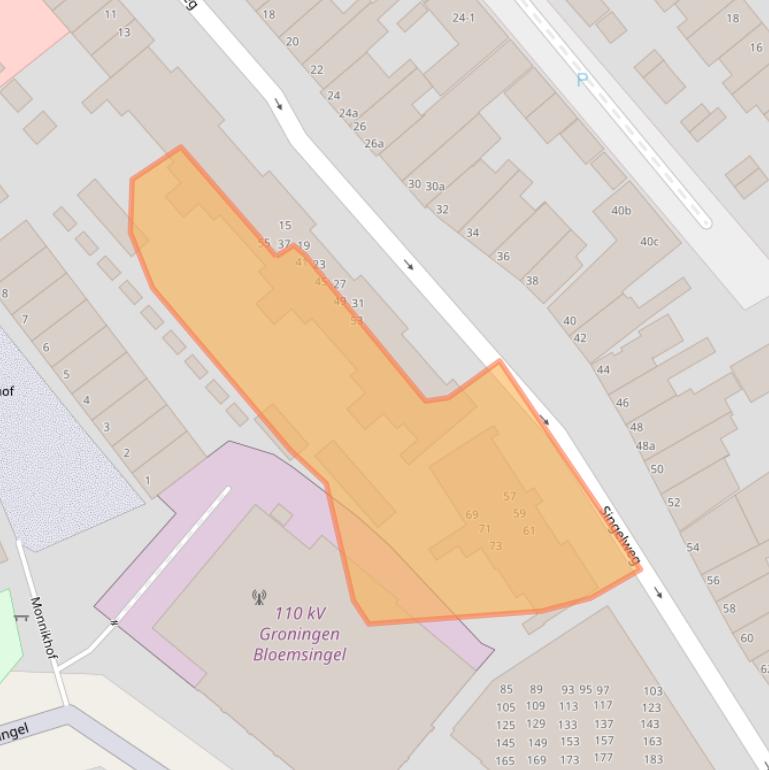 Kaart van postcodegebied 9714AS.