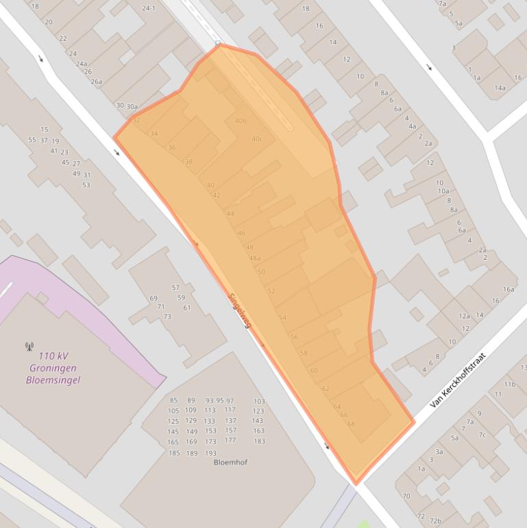 Kaart van postcodegebied 9714AV.