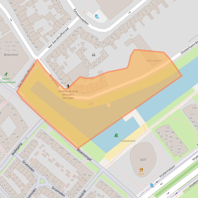 Kaart van postcodegebied 9714BA.