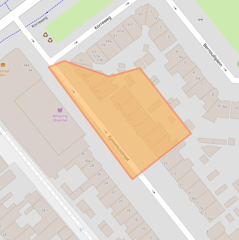 Kaart van postcodegebied 9714BR.