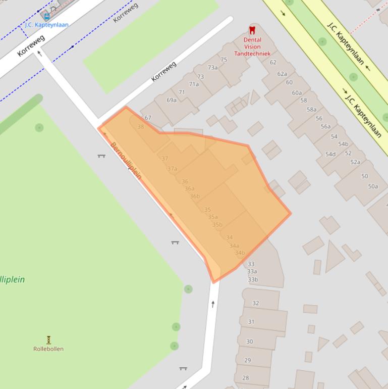 Kaart van postcodegebied 9714BX.