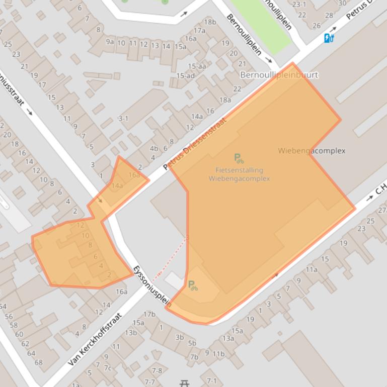 Kaart van postcodegebied 9714CE.