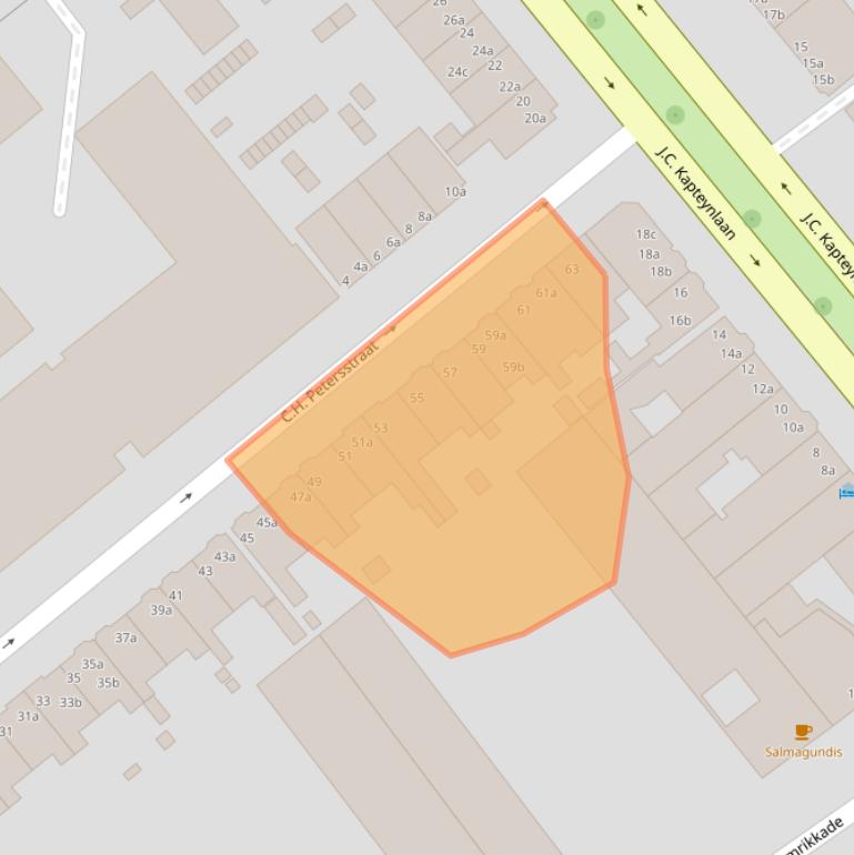 Kaart van postcodegebied 9714CJ.