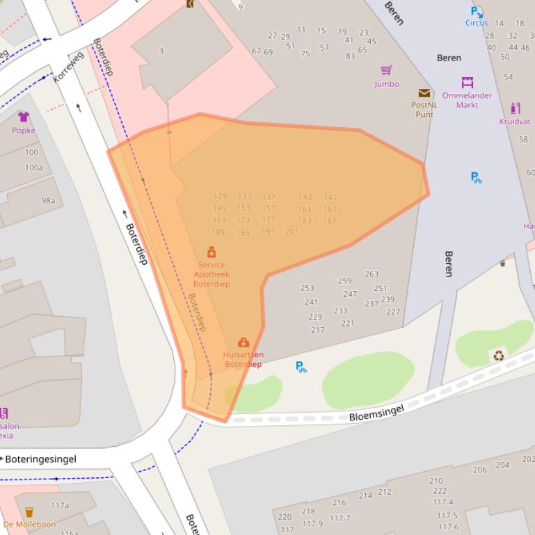 Kaart van postcodegebied 9714DZ.