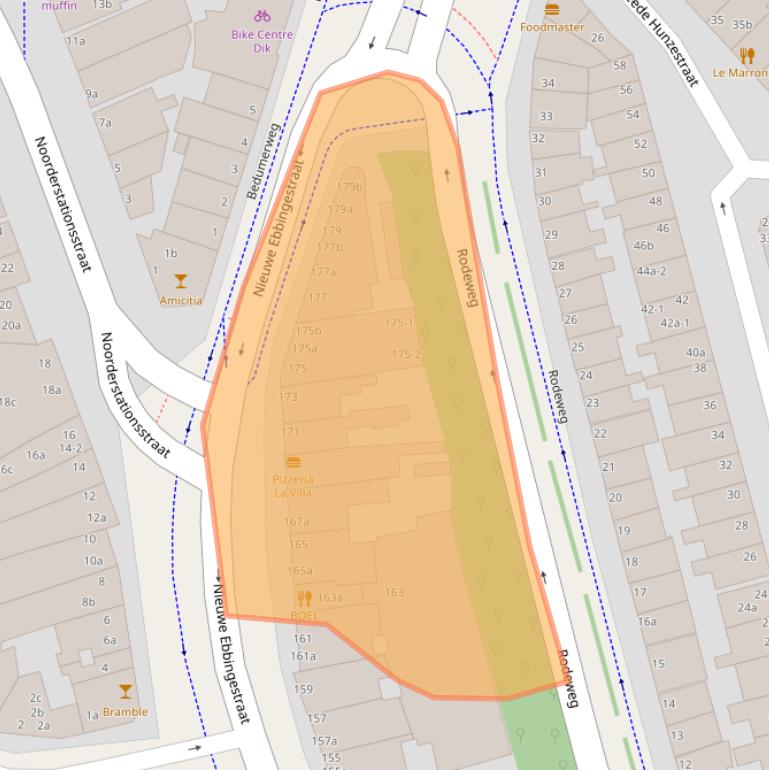 Kaart van postcodegebied 9715BC.