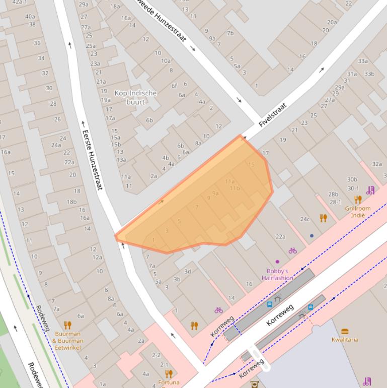 Kaart van postcodegebied 9715BD.