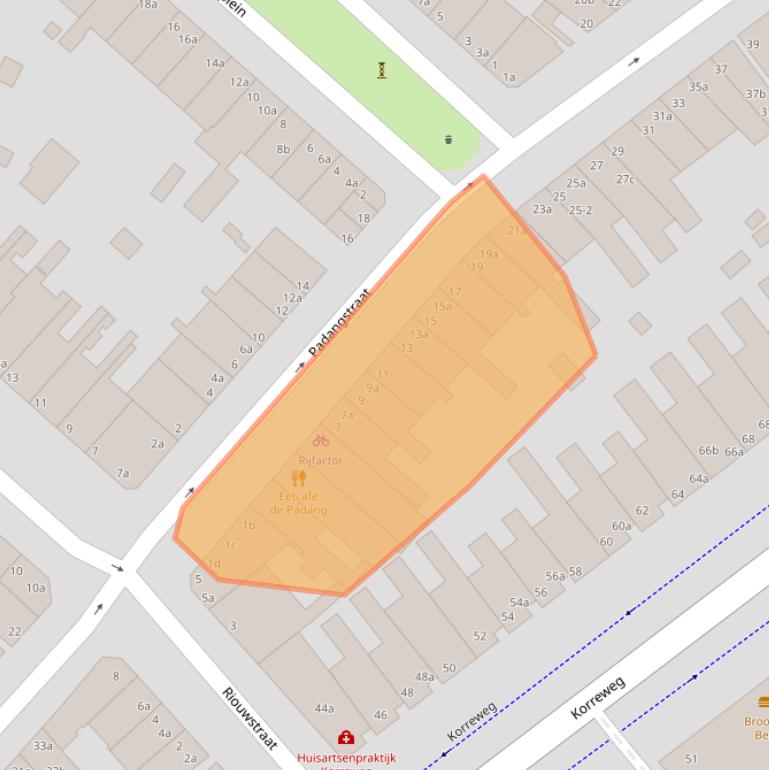 Kaart van postcodegebied 9715CK.