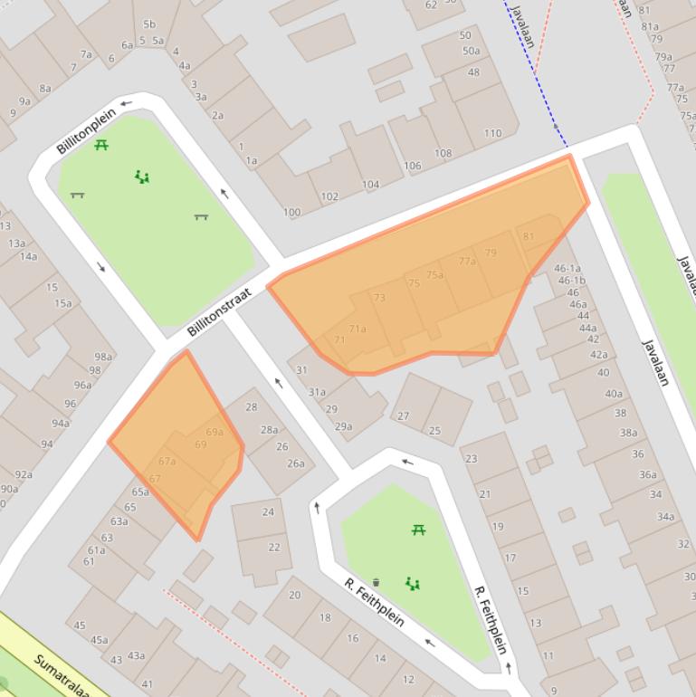 Kaart van postcodegebied 9715ER.