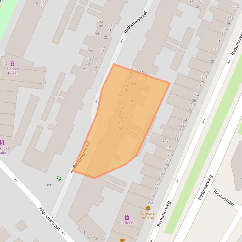 Kaart van postcodegebied 9716BA.