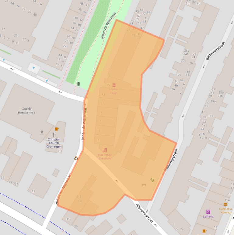 Kaart van postcodegebied 9716CA.