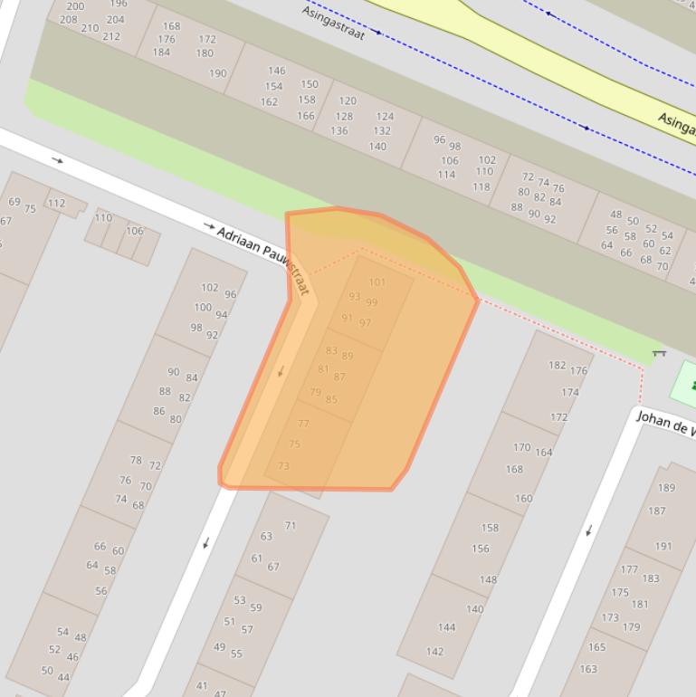 Kaart van postcodegebied 9716CS.