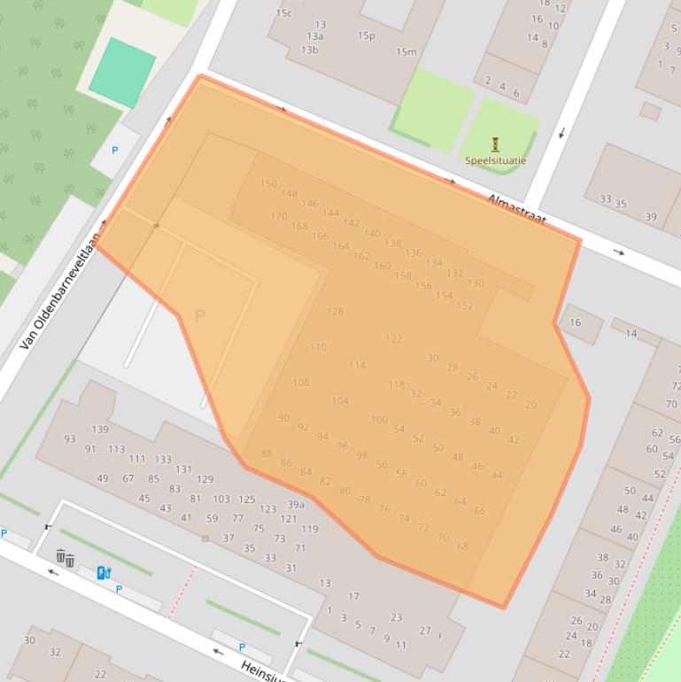 Kaart van postcodegebied 9716CX.