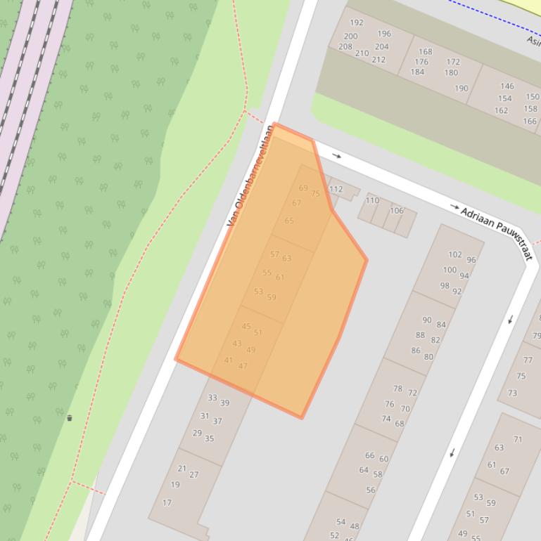 Kaart van postcodegebied 9716EB.