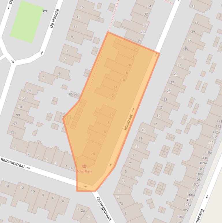 Kaart van postcodegebied 9716HC.