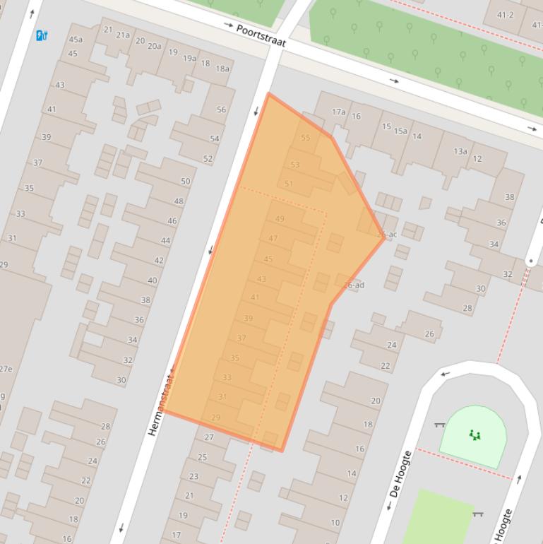 Kaart van postcodegebied 9716HJ.