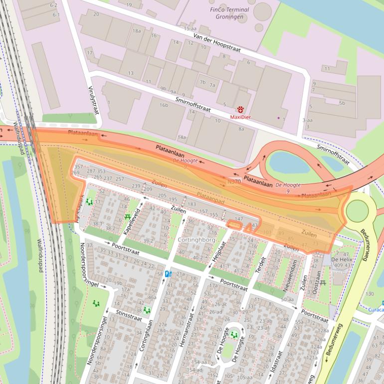 Kaart van postcodegebied 9716KG.
