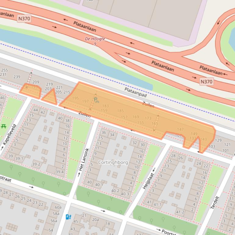 Kaart van postcodegebied 9716KJ.
