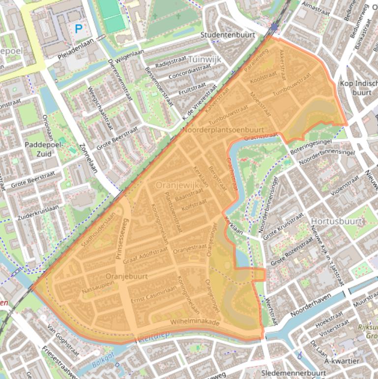 Kaart van postcodegebied 9717.